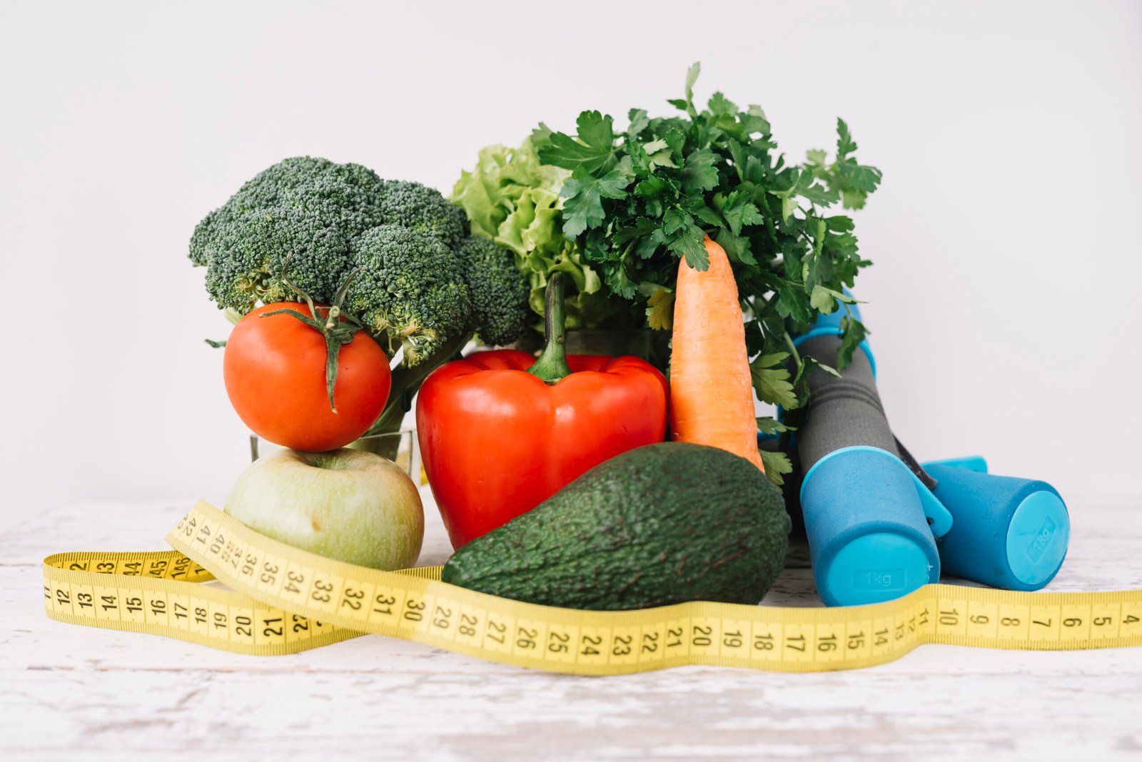 Comida Saludable Y Cinta De Medir Comida Saludable Y Cinta De Medir